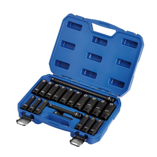 Draper Tools HI-TORQ 1/2" long metric impact socket set (19 pieces) - DRA-04577 - D04577 - 5059482052545
