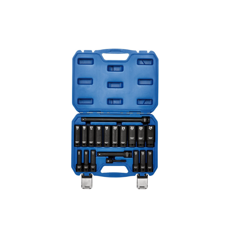 Draper Tools HI-TORQ 1/2" long metric impact socket set (19 pieces) - DRA-04577 - D04577 - 5059482052545