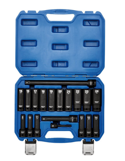 Draper Tools HI-TORQ 1/2" long metric impact socket set (19 pieces) - DRA-04577 - D04577 - 5059482052545