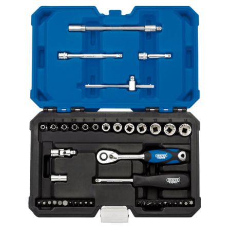 Kit di cricchetti metrici Draper Tools 1/4" Multi-Drive (43 pezzi) Kit di cricchetti metrici Draper Tools 1/4" Multi-Drive (43 pezzi)