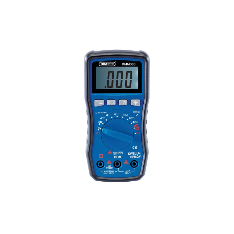 Multimetro digitale Draper Tools (scala automatica e manuale) per automobili - DRA-41821 - D41821 - 5010559418213