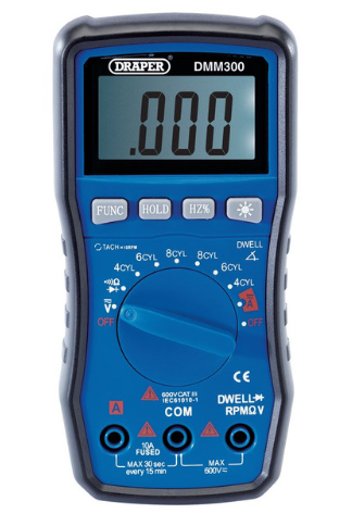 Draper Tools digital multimeter (automatic and manual scale) for automobiles - DRA-41821 - D41821 - 5010559418213