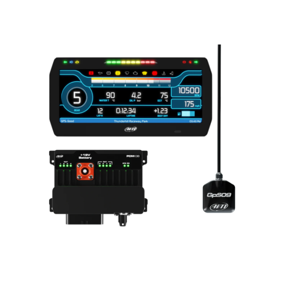 Kit d'enregistrement de données AIM PDM 8 avec écran 10" type Road - AIM-PDM8-10P-ROAD.TOP.4 - PDM 8-10-I-CR4 - 5056421106475