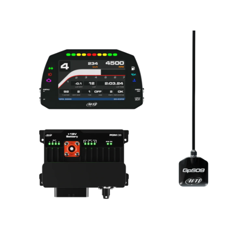 Kit d'enregistrement de données AIM PDM 8 avec écran 5" type Road - AIM-PDM8-5P-ROAD.TOP.4 - PDM-8-5-I-CR4 - 5056421117280