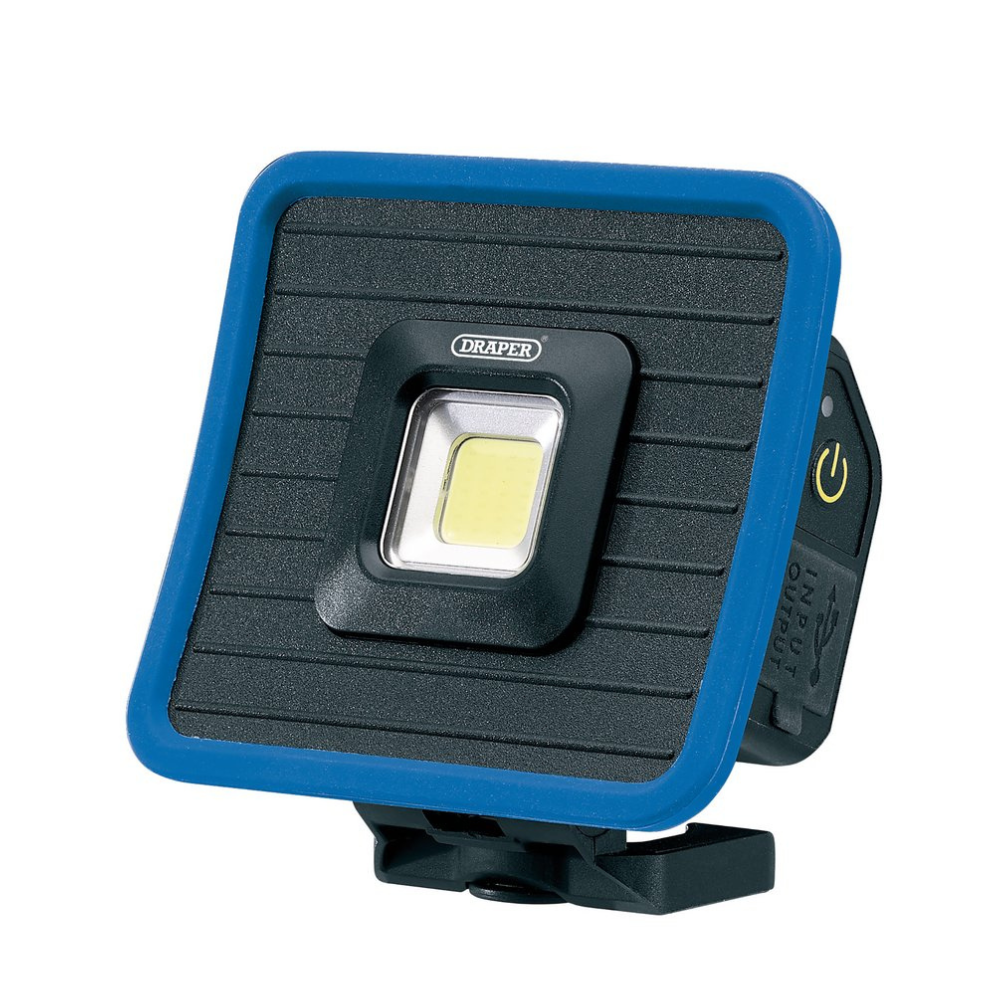DRAPER Mini-Scheinwerfer mit COB-LED, wiederaufladbar und Akku mit Magnetfuß, 10 W, 1000 Lumen - DRA-88595 - D88595 - 5059482018596