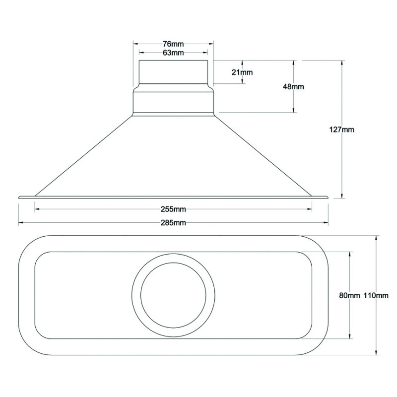 Revotec Rectangular Air Intake Duct 255X80mm - REN-ID-255-80 - ID255-80 - 3661768291375