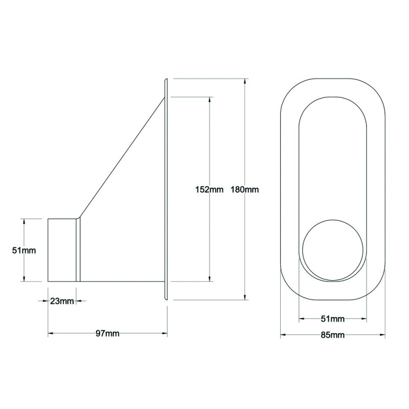 Revotec Rectangular Ecope 152X51mm Offset Input - REN-ID-152-51-OS - ID152-51OS - 3661768291337
