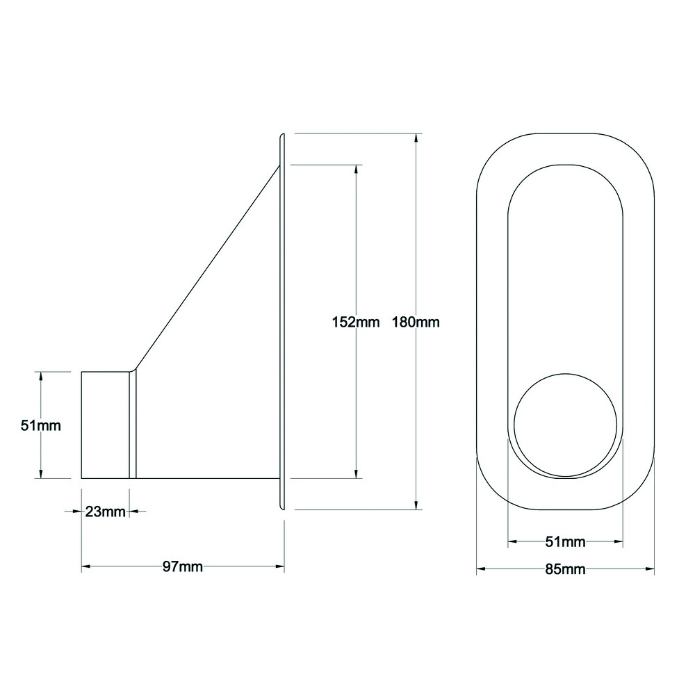 Revotec Rectangular Ecope 152X51mm Offset Input - REN-ID-152-51-OS - ID152-51OS - 3661768291337