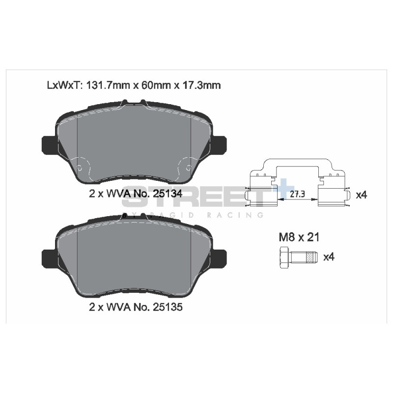Street+ Pagid brake pads T8197 - PA-8197.ST - T8197SP2001