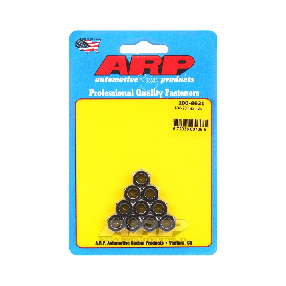 ARP nut pack (10) 1/4-28 - Black Oxyde Hex - ARP-200-8631 - 200-8631 - 3666618221946