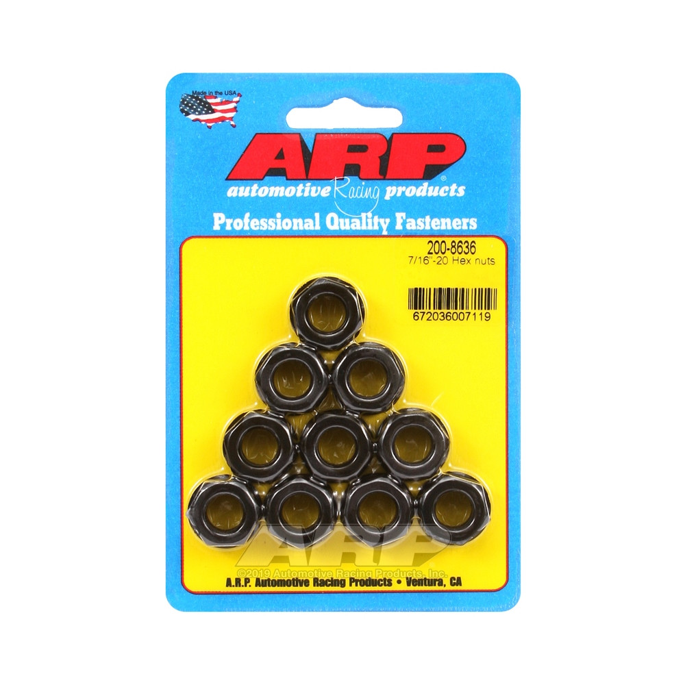 Pack écrous ARP (10) 7/16-20 - Black Oxyde Hex - ARP-200-8636 - 200-8636 - 3666618221991