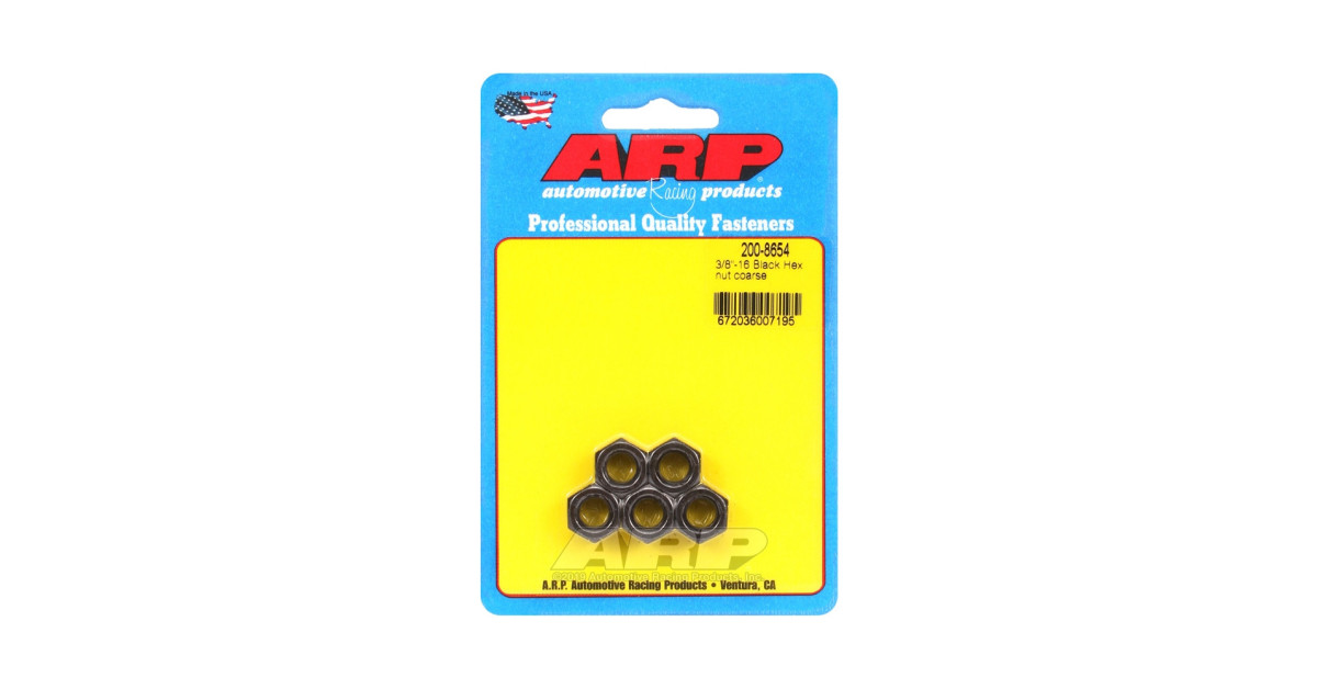 Pack écrous ARP (5) 3/8-16 - Black Oxyde Hex