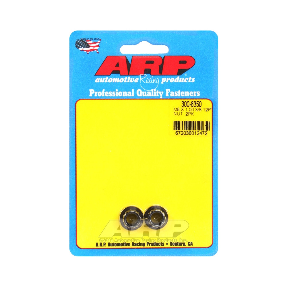 Pack écrous ARP (2) M8 x 1.00 - Black Oxyde 12 pts - ARP-300-8350 - 300-8350 - 3666618223650