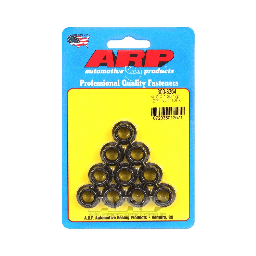 Pack Muttern ARP (10) M10 x 1.25 - Black Oxyde 12 pts - ARP-300-8364 - 300-8364 - 3666618149301
