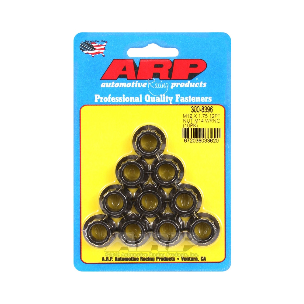 Pack Muttern ARP (10) M12 x 1.75 - Black Oxyde 12 pts - ARP-300-8396 - 300-8396 - 3666618224039