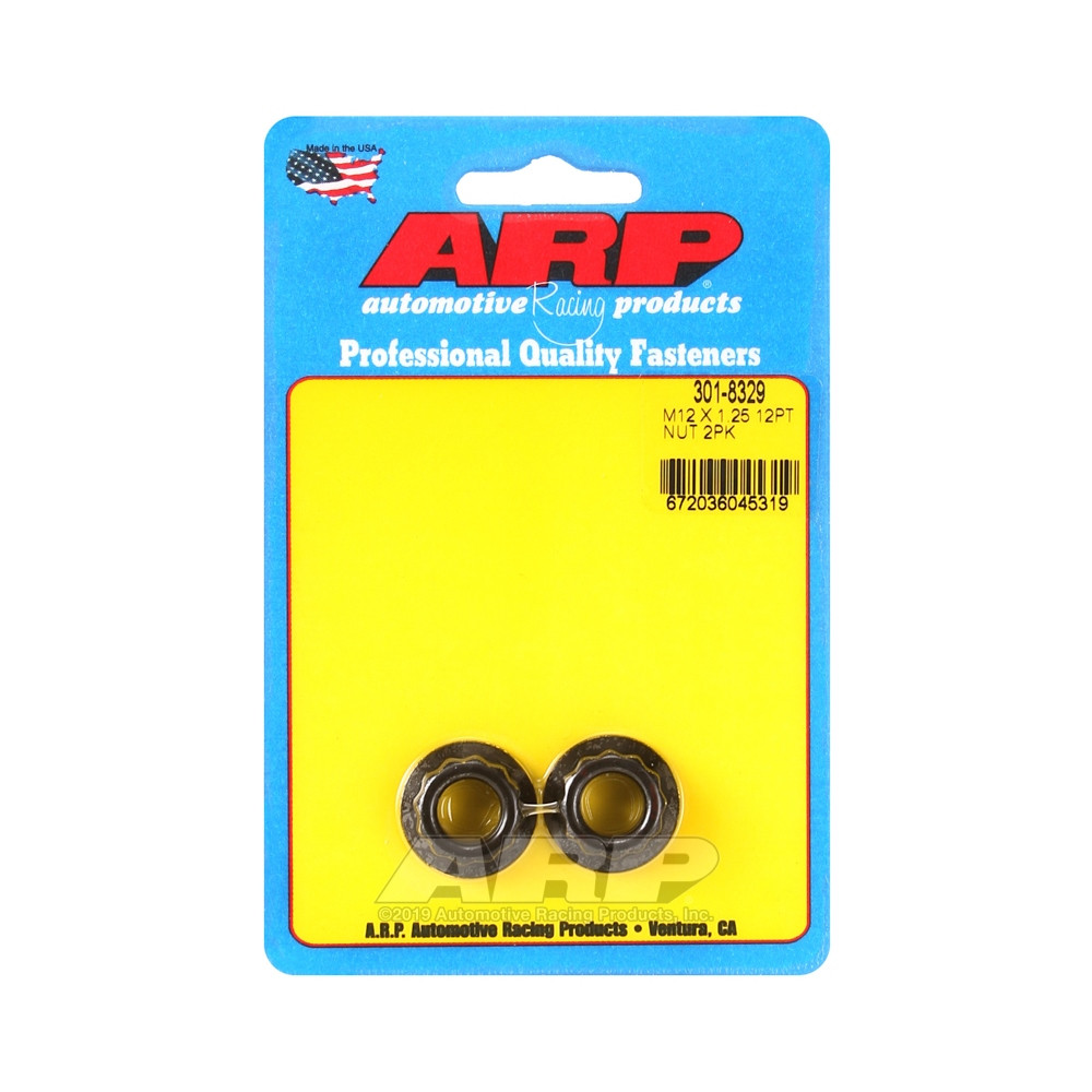 ARP nut pack (2) M12 x 1.25 - Black Oxyde 12 pts - ARP-301-8329 - 301-8329 - 3666618224329