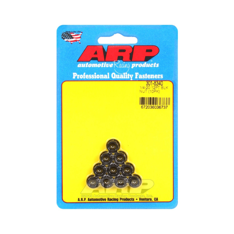 Confezione dadi ARP (10) 1/4-20 - Black Oxyde 12 pts - ARP-301-8340 - 301-8340 - 3666618224428