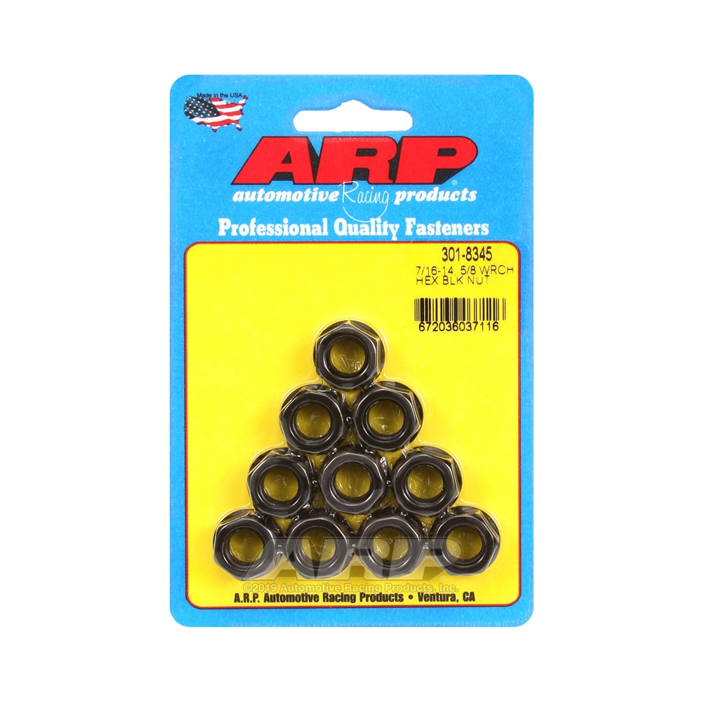 Pack écrous ARP (10) 7/16-14 - Black Oxyde Hex - ARP-301-8345 - 301-8345 - 3666618224473