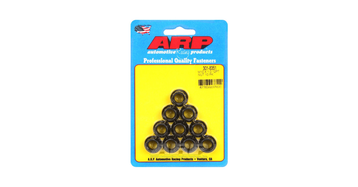Pack écrous ARP (10) M10 x 1.00 - Black Oxyde 12 pts