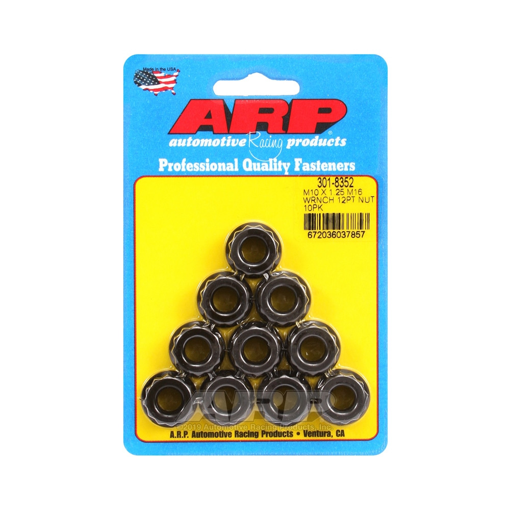 Pack écrous ARP (10) M10 x 1.25 - Black Oxyde 12 pts - ARP-301-8352 - 301-8352 - 3666618224534