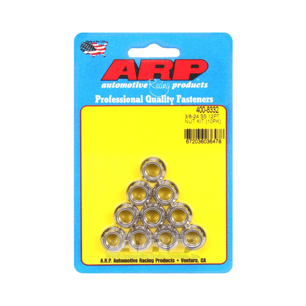 Pack Muttern ARP (10) 3/8-24 - Edelstahl 12 Pkt - ARP-400-8332 - 400-8332 - 3666618224909