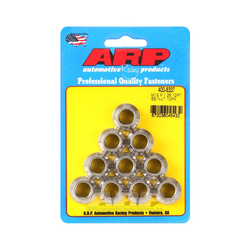 Pack Muttern ARP (10) M12 x 1.25 - Edelstahl 12 Pkt - ARP-400-8337 - 400-8337 - 3666618224947