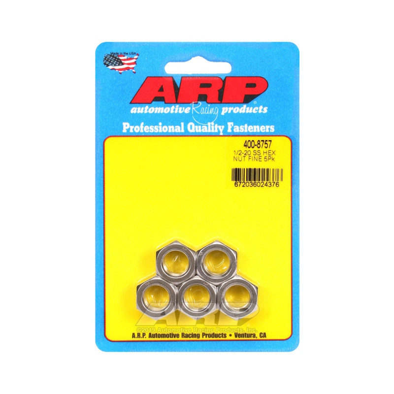 ARP nut pack (5) 1/2-20 - Stainless steel Hex - ARP-400-8757 - 400-8757 - 3666618225968