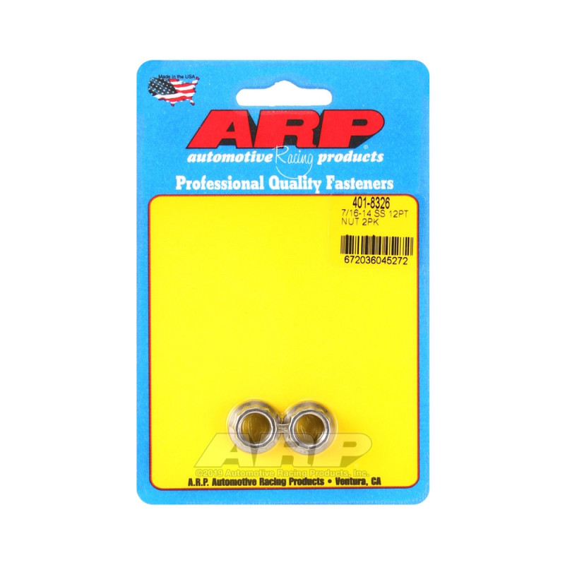 ARP nuts pack (2) 7/16-14 - Stainless steel 12 pts - ARP-401-8326 - 401-8326 - 3666618226279