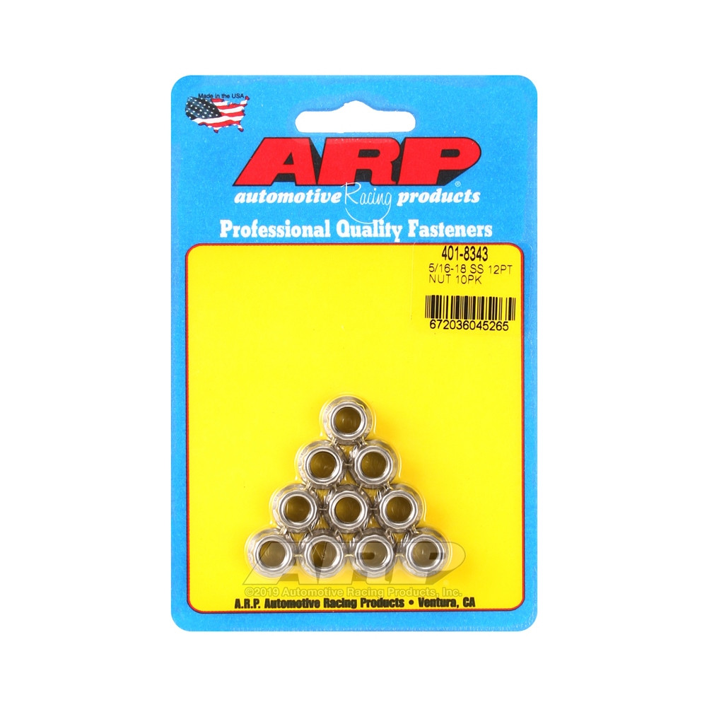 Confezione dadi ARP (10) 5/16-18 - Acciaio inox 12 pz. - ARP-401-8343 - 401-8343 - 3666618226323