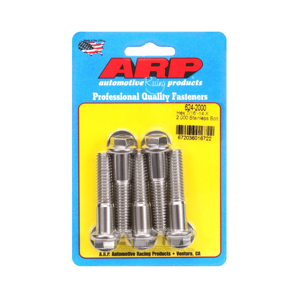 Universal Bolt ARP 7/16-14 - Stainless Hex x5 - ARP-624-2000 - 624-2000 - 3666618192413