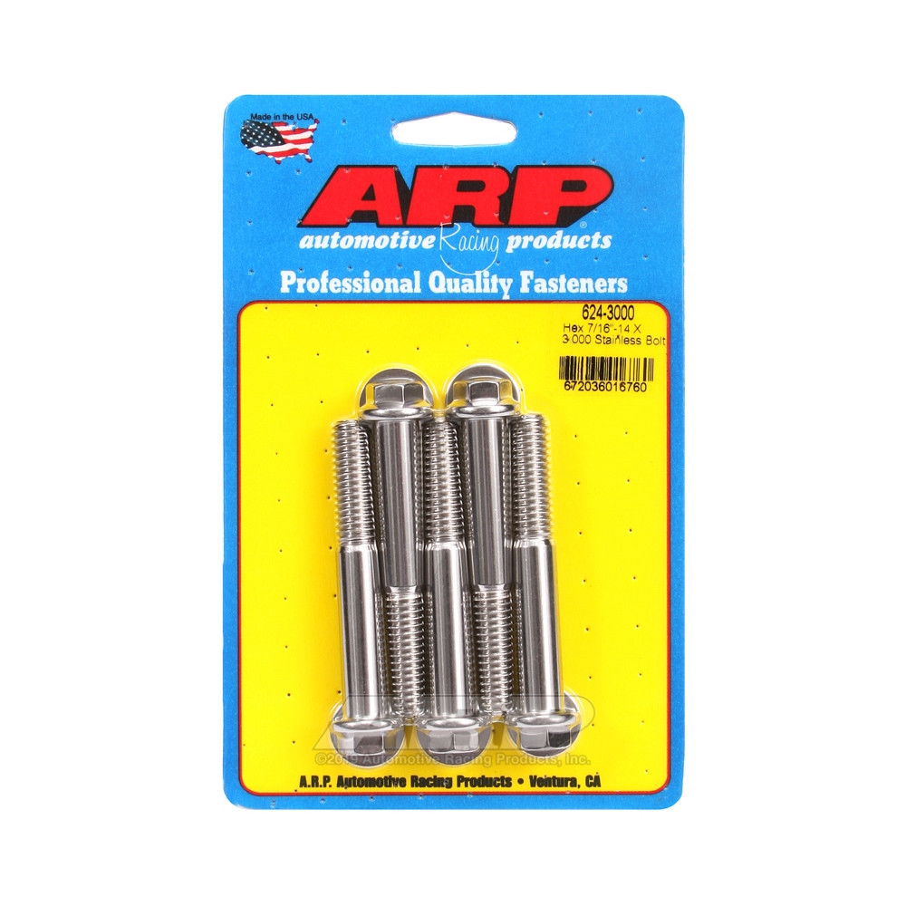 Universal Bolt ARP 7/16-14 - Stainless Hex x5 - ARP-624-3000 - 624-3000 - 3666618192451
