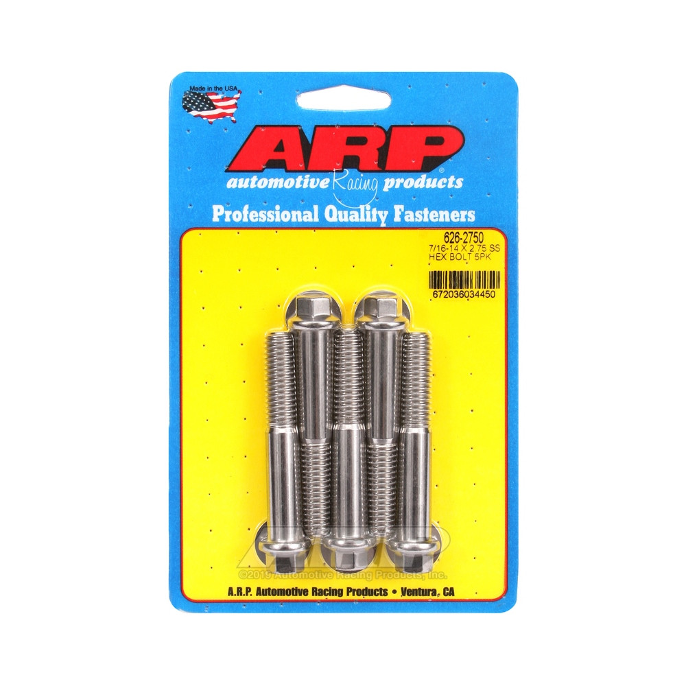 Universal Bolt ARP 7/16-14 - Stainless Hex x5 - ARP-626-2750 - 626-2750 - 3666618192734
