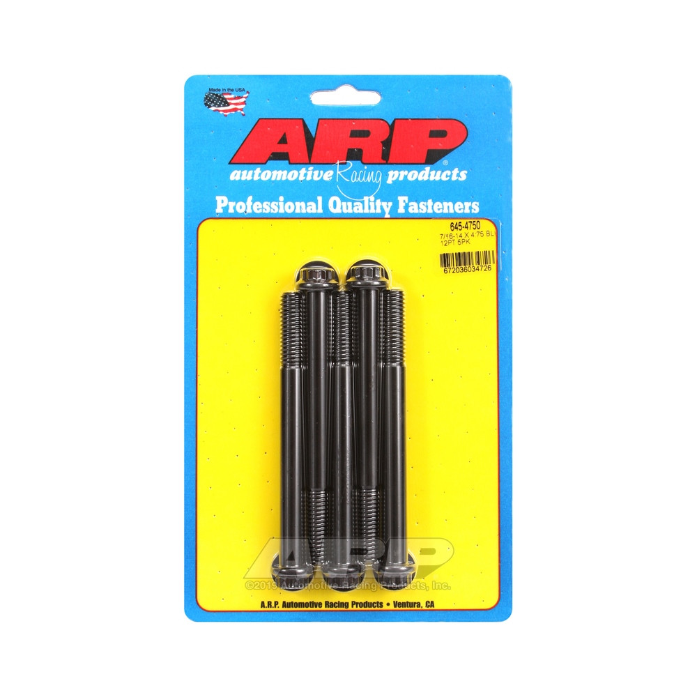 Universal Bolt ARP 7/16-14 - Black Oxyde 12 Pts x5 - ARP-645-4750 - 645-4750 - 3666618194028