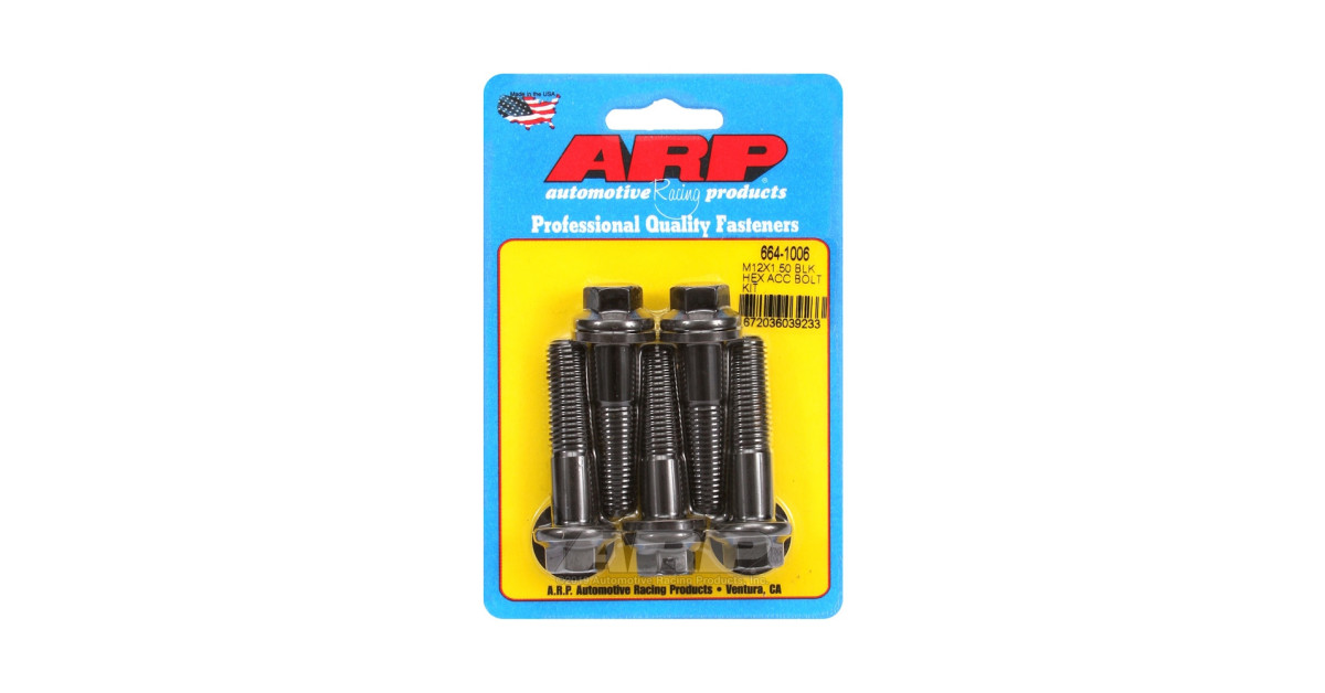 Bullone universale ARP M12 x 1,50 - Esagono ossidato nero x5