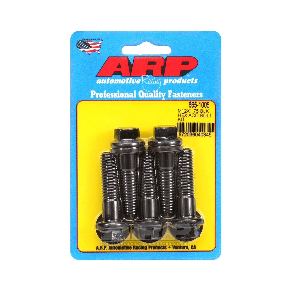 Bullone universale ARP M12 x 1,75 - Esagonale ossidato nero x5 - ARP-665-1005 - 665-1005 - 3666618196213