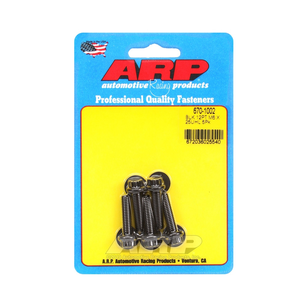 ARP Universal Bolt M6 x 1.00 - Black Oxyde 12 Pts x5 - ARP-670-1002 - 670-1002 - 3666618196299