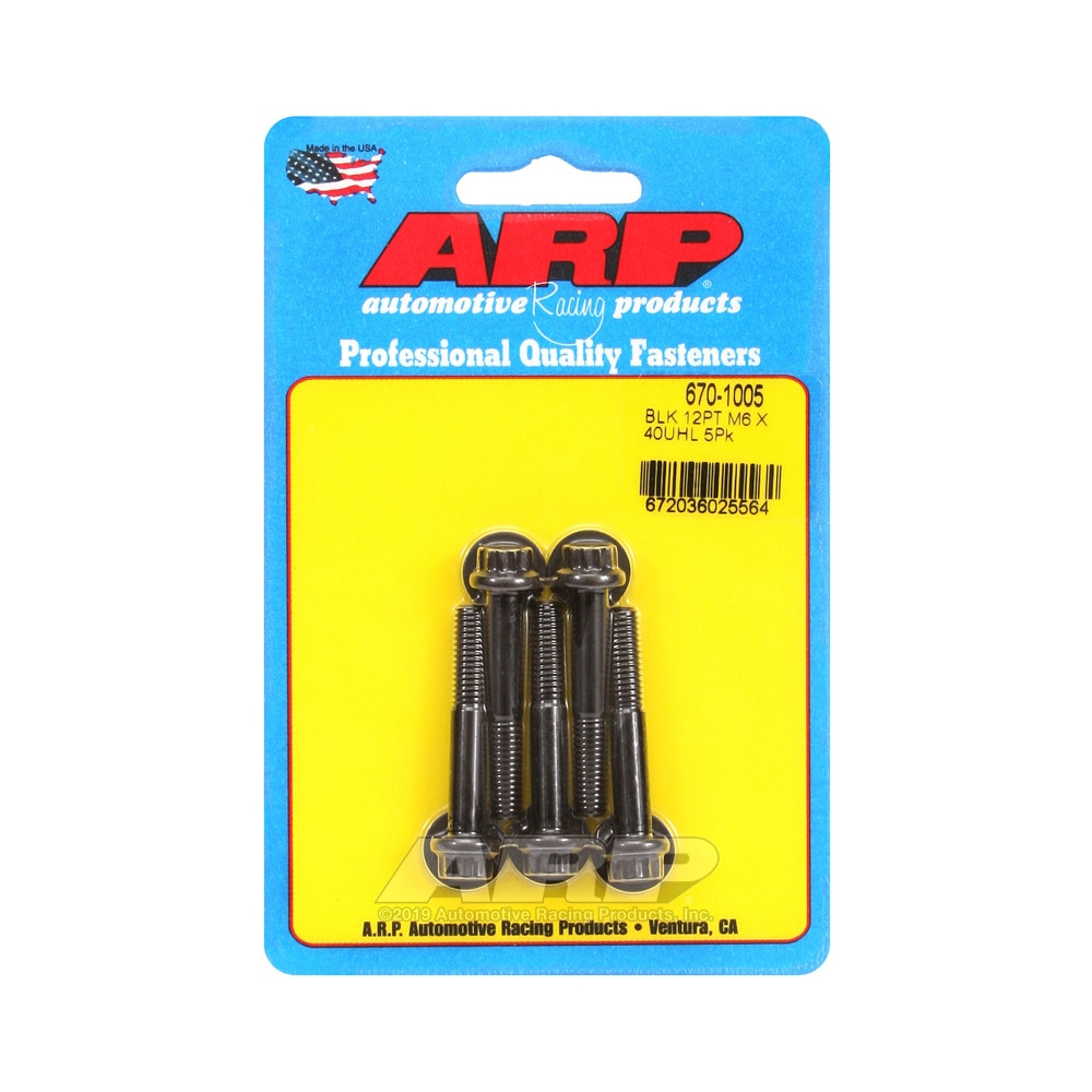 Bullone universale ARP M6 x 1,00 - Nero Oxyde 12 Pts x5 - ARP-670-1005 - 670-1005 - 3666618196329