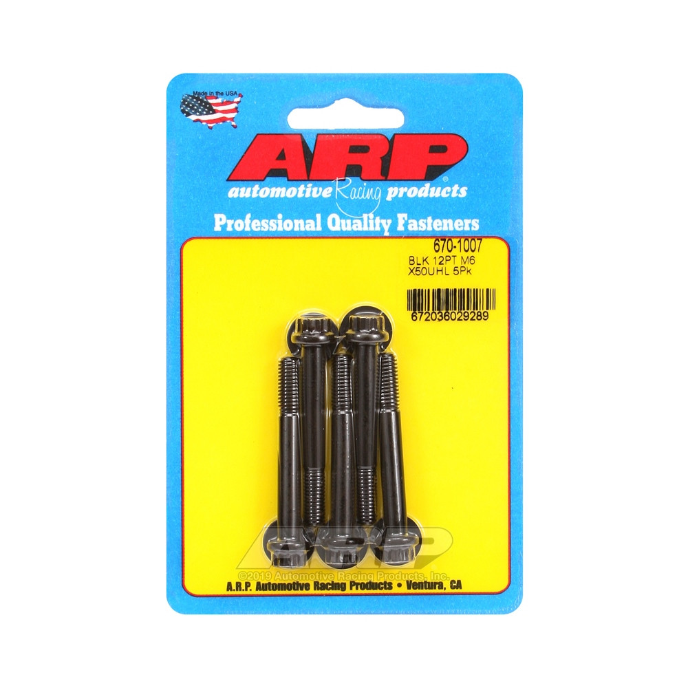 Universal Bolt ARP M6 x 1.00 - Black Oxyde 12 Pts x5 - ARP-670-1007 - 670-1007 - 3666618196343