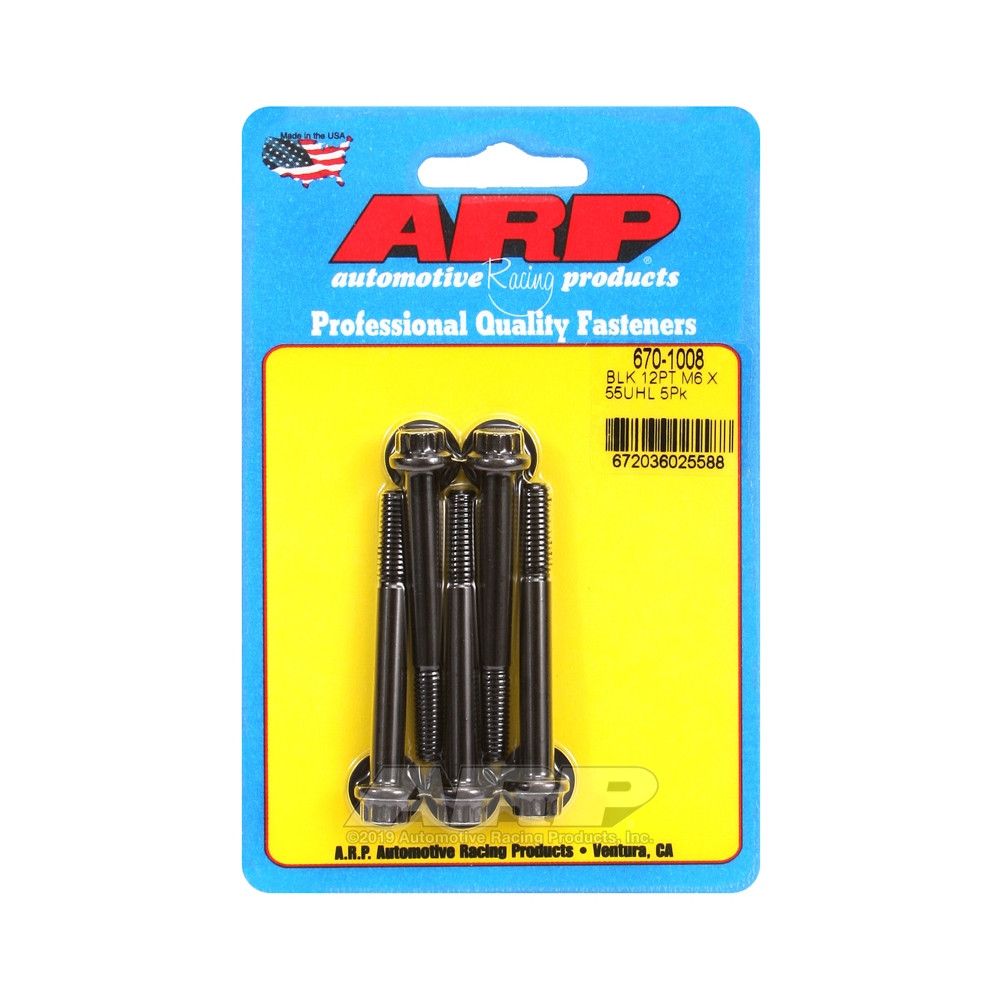 Boulonnerie universelle ARP M6 x 1.00 - Black Oxyde 12 Pts x5 - ARP-670-1008 - 670-1008 - 3666618196350