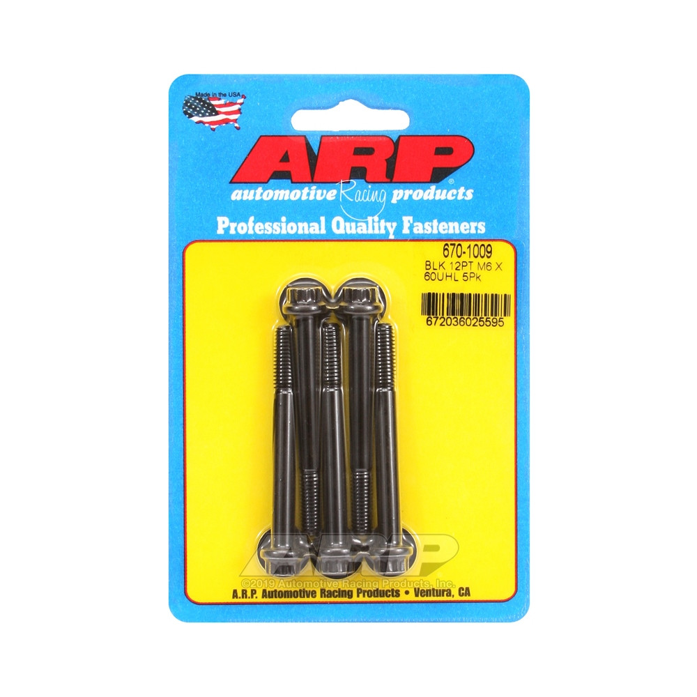 Universal Bolt ARP M6 x 1.00 - Black Oxyde 12 Pts x5 - ARP-670-1009 - 670-1009 - 3666618196367