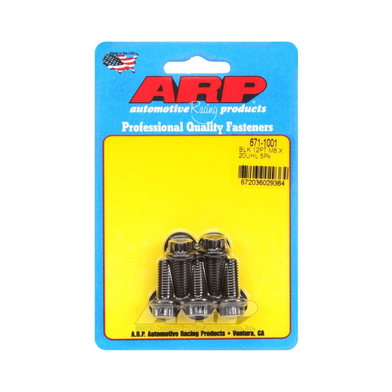 Bulloni universali ARP M8 x 1,25 - Oxyde nero 12 pezzi x5 - ARP-671-1001 - 671-1001 - 3666618196459