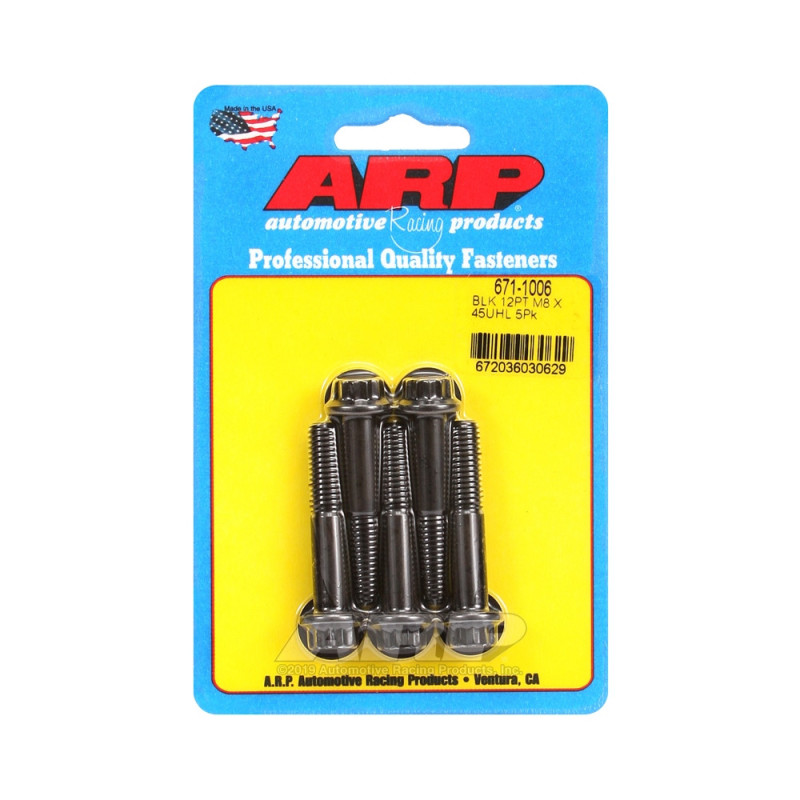 ARP Universal Bolt M8 x 1.25 - Black Oxyde 12 Pts x5 - ARP-671-1006 - 671-1006 - 3666618196503