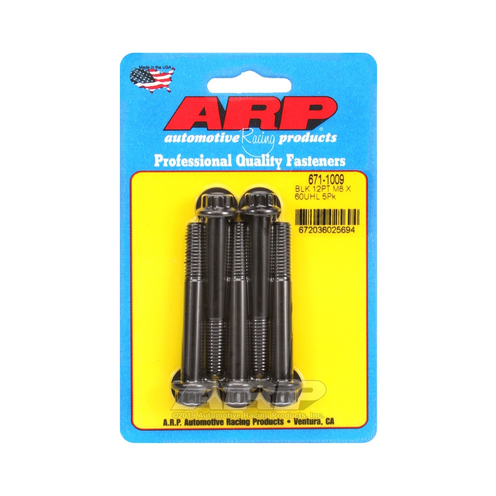 ARP Universal Bolt M8 x 1.25 - Black Oxyde 12 Pts x5 - ARP-671-1009 - 671-1009 - 3666618196534