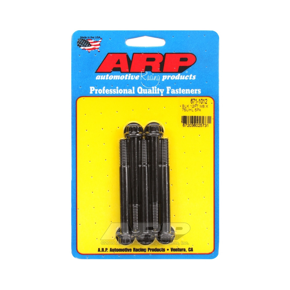 ARP Universal Bolt M8 x 1.25 - Black Oxyde 12 Pts x5 - ARP-671-1012 - 671-1012 - 3666618196565