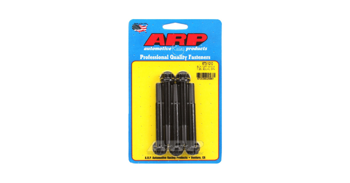 Universal-Schrauben ARP M10 x 1.25 - Black Oxyde 12 Pts x5
