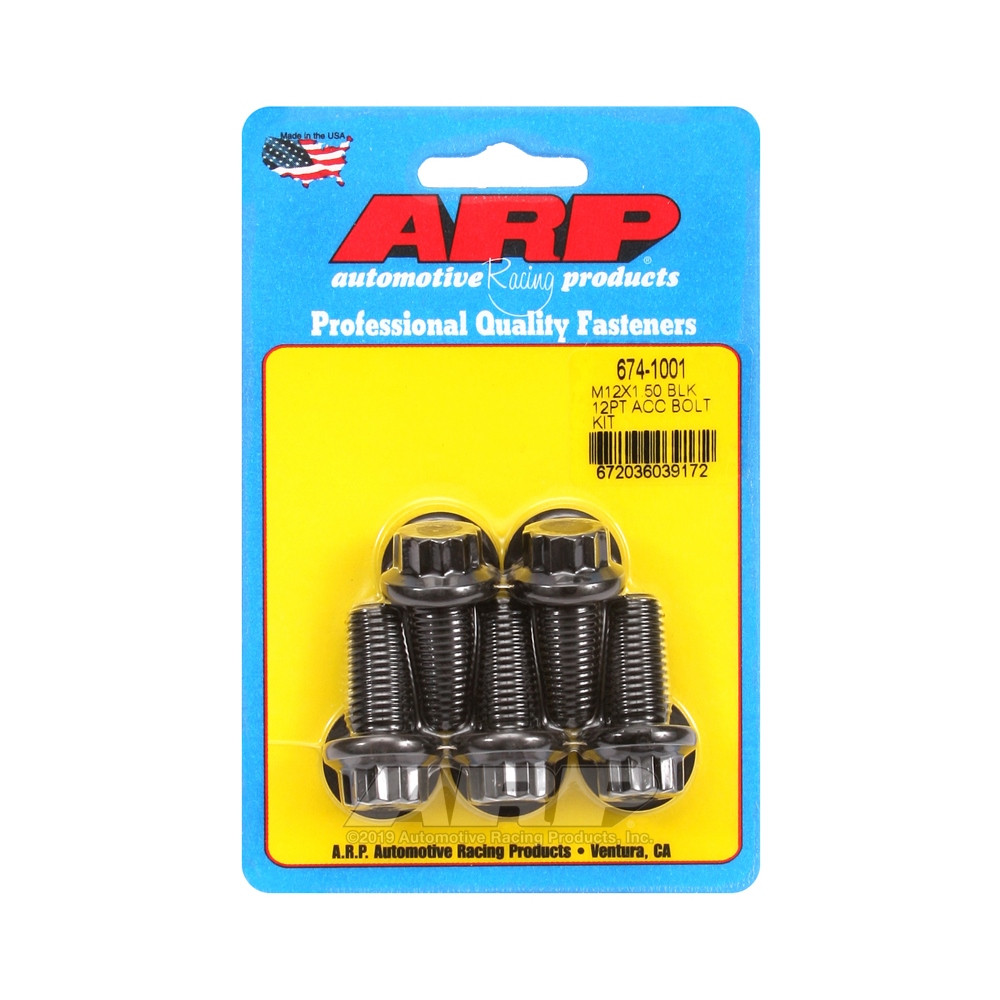 Boulonnerie universelle ARP M12 x 1.50 - Black Oxyde 12 Pts x5 - ARP-674-1001 - 674-1001 - 3666618196886