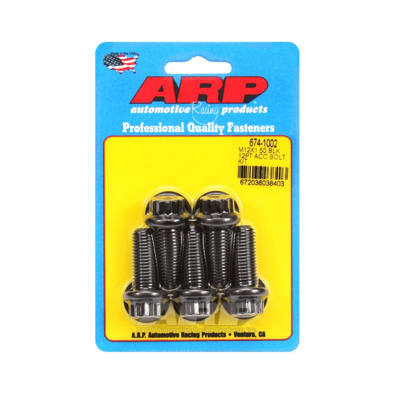 ARP Universal Bolt M12 x 1.50 - Black Oxyde 12 Pts x5 - ARP-674-1002 - 674-1002 - 3666618196893