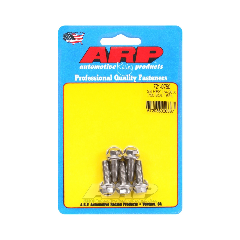 Universal Bolt ARP 1/4-28 - Stainless Hex x5 - ARP-721-0750 - 721-0750 - 3666618198286