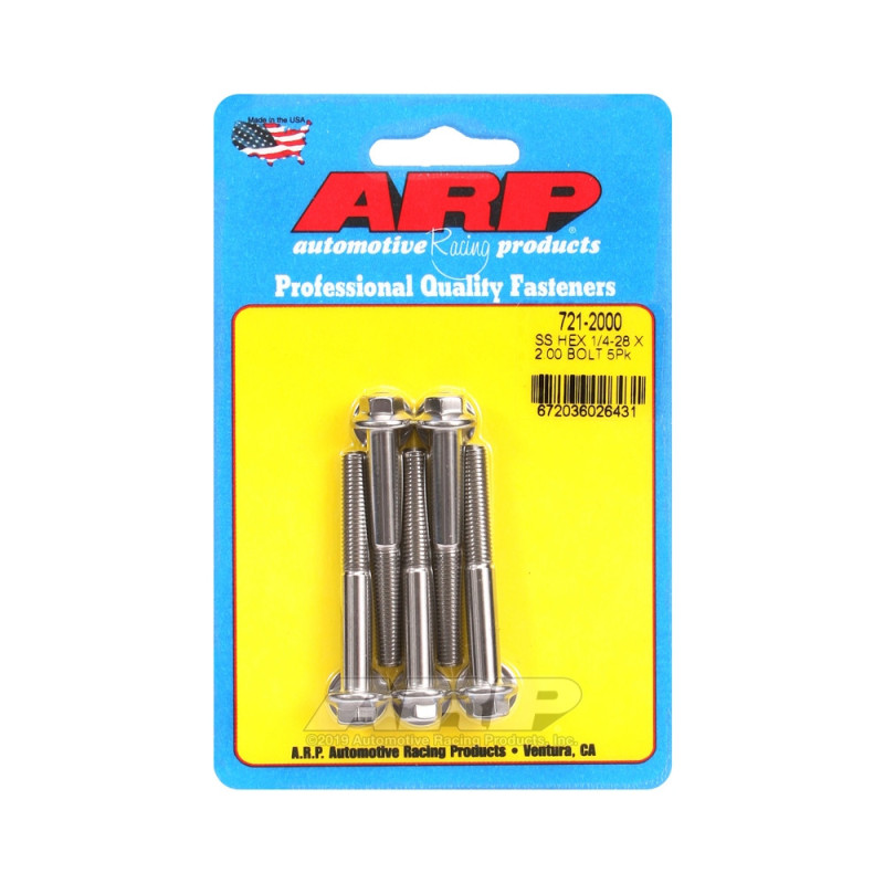 Universal Bolt ARP 1/4-28 - Stainless Hex x5 - ARP-721-2000 - 721-2000 - 3666618198330