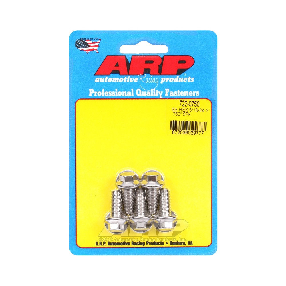 Universal Bolt ARP 5/16-24 - Stainless Hex x5 - ARP-722-0750 - 722-0750 - 3666618198453